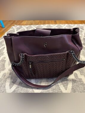 Women’s Quilted Chain Strap Shoulder Bag - Deep Plum Simply Vera Vera Wang